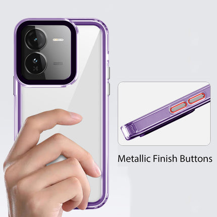 Mobizang Warrior Acrylic Clear Back Cover For IQOO Z9 | Slim Shockproof [Military Grade Protection] Hybrid Bumper Case (Purple Sides)