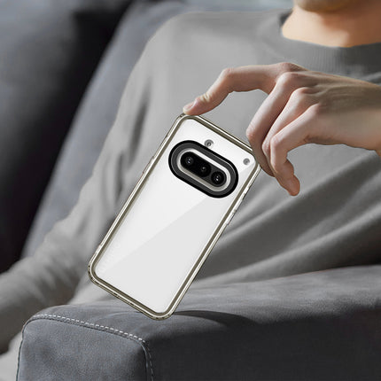 Mobizang Warrior Acrylic Clear Back Cover For Nothing Phone 3A 5G | Slim Shockproof [Military Grade Protection] Hybrid Bumper Case (Grey Sides)