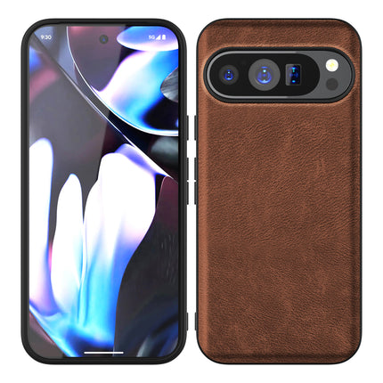 Mobizang Tux Leather Back Cover for Google Pixel 9 / Pixel 9 PRO | Slim Shockproof Camera Protection Bumper Case (Brown)
