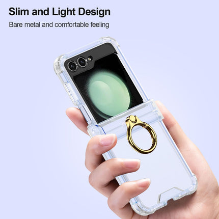 Mobizang Clear Airbag Ring Back Case for Samsung Galaxy Flip6 / Z Flip 6 | Transparent Shockproof Slim Hard Protective Cover (Clear)