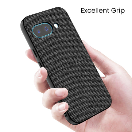 Mobizang Soft Full Fabric Protective Back Case Cover for Google Pixel 9A | Shockproof Slim Hard Anti Slip Back Case (Black)
