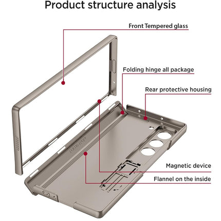 Mobizang Magnetic Hinge With Inbuilt Stand Case for Samsung Galaxy Z Fold 6 | Shockproof Stand Hybrid Bumper Back Cover (Titanium)