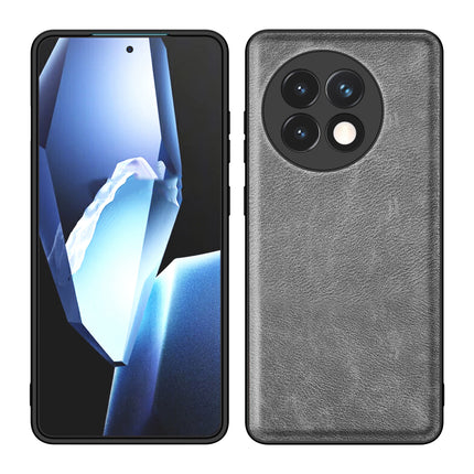 Mobizang Tux Leather Back Cover for OnePlus 13R | Slim Shockproof Camera Protection Bumper Case (Grey)