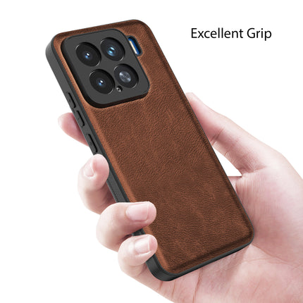 Mobizang Tux Leather Back Cover for Xiaomi 15 5G | Slim Shockproof Camera Protection Bumper Case (Brown)