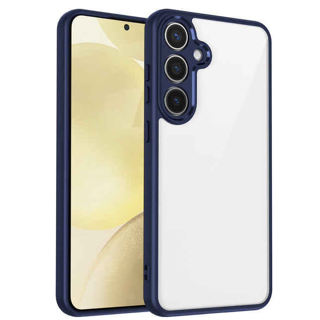 Mobizang Hawkeye Clear Back Cover for Samsung Galaxy A36 | Camera Lens Protector Shockproof Slim Clear Case Cover (Blue Sides)