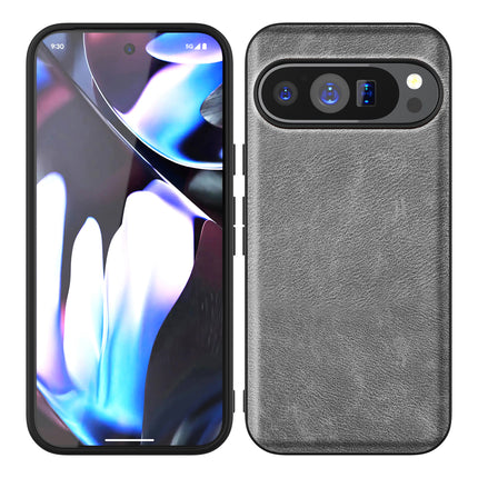 Mobizang Tux Leather Back Cover for Google Pixel 9 / Pixel 9 PRO | Slim Shockproof Camera Protection Bumper Case (Grey)