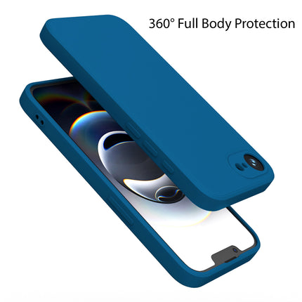 Mobizang Matte Protective Lens Flexible Back Cover for Apple iPhone 16E | Slim Silicone with Soft Lining Shockproof Full Body Bumper Case (Blue)