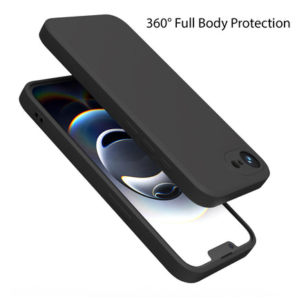 Mobizang Matte Protective Lens Flexible Back Cover for Apple iPhone 16E | Slim Silicone with Soft Lining Shockproof Full Body Bumper Case (Black)