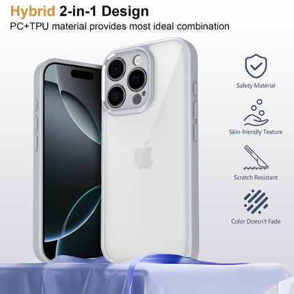 Mobizang Hawkeye Clear Back Cover for Apple iPhone 16 Pro | Camera Lens Protector Shockproof Slim Clear Case Cover (Grey Sides)
