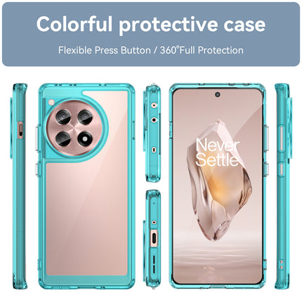 Mobizang Unicorn Acrylic Clear Back Cover For OnePlus 12R | Slim Shockproof [Military Grade Protection] Hybrid Bumper Case (Blue Sides)