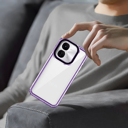 Mobizang Warrior Acrylic Clear Back Cover For IQOO Z9X | Slim Shockproof [Military Grade Protection] Hybrid Bumper Case (Purple Sides)