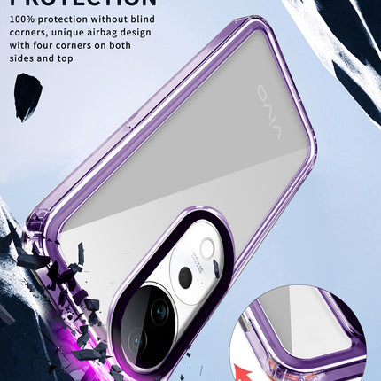 Mobizang Warrior Acrylic Clear Back Cover For Vivo V31 Pro (5G) | Slim Shockproof [Military Grade Protection] Hybrid Bumper Case (Purple Sides)