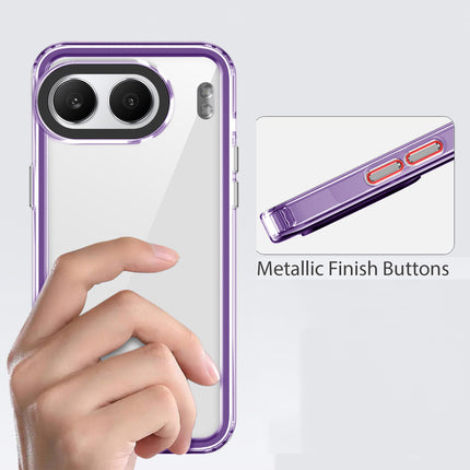 Mobizang Warrior Acrylic Clear Back Cover For OnePlus Nord 4 | Slim Shockproof [Military Grade Protection] Hybrid Bumper Case (Purple Sides)