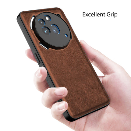 Mobizang Tux Leather Back Cover for Nothing Phone 3A Pro | Slim Shockproof Camera Protection Bumper Case (Brown)