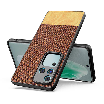 Mobizang Soft Fabric & Leather Hybrid Protective Back Cover for Vivo V30 Pro (5G) | Shockproof Slim Hard Anti Slip Back Case (Brown)