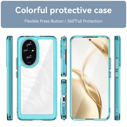 Mobizang Unicorn Acrylic Clear Back Cover For Honor 200 (5G) | Slim Shockproof [Military Grade Protection] Hybrid Bumper Case (Blue Sides)