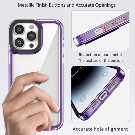 Mobizang Warrior Acrylic Clear Back Cover For Apple iPhone 16 Pro | Slim Shockproof [Military Grade Protection] Hybrid Bumper Case (Purple Sides)
