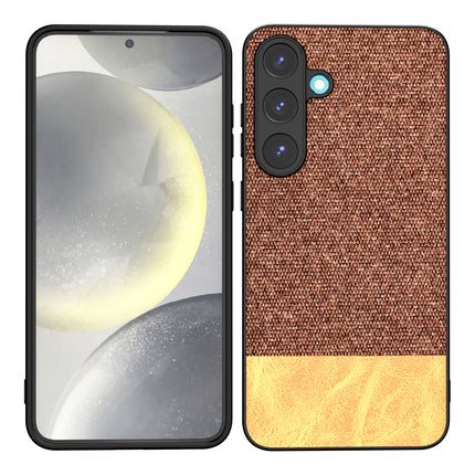 Mobizang Soft Fabric & Leather Hybrid Protective Back Cover for Samsung Galaxy S25 | Shockproof Slim Hard Anti Slip Back Case (Brown)