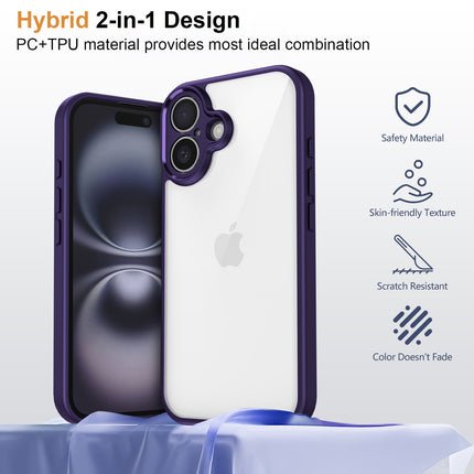 Mobizang Hawkeye Clear Back Cover for Apple iPhone 16 | Camera Lens Protector Shockproof Slim Clear Case Cover (Purple Sides)