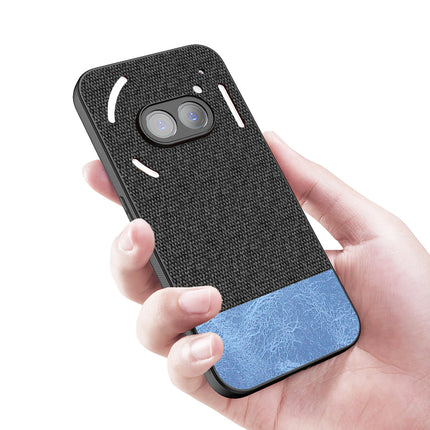 Mobizang Soft Fabric & Leather Hybrid Protective Back Cover for Nothing Phone 2A | Shockproof Slim Hard Anti Slip Back Case (Black,Blue)