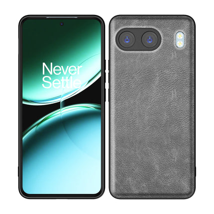 Mobizang Tux Leather Back Cover for OnePlus Nord 4 | Slim Shockproof Camera Protection Bumper Case (Grey)