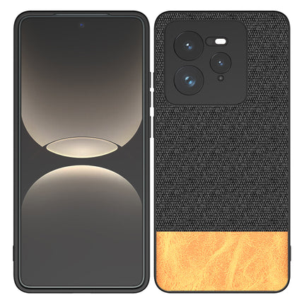 Mobizang Soft Fabric & Leather Hybrid Protective Back Cover for Realme GT 7 PRO | Shockproof Slim Hard Anti Slip Back Case (Black,Brown)