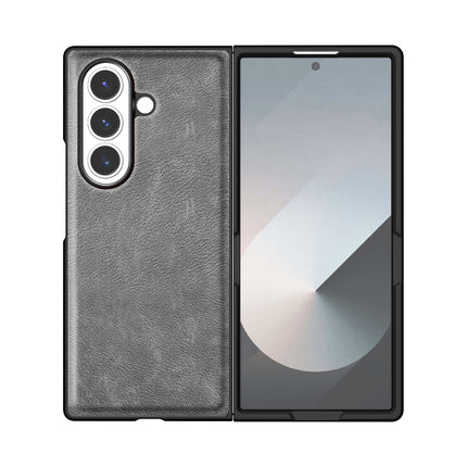 Mobizang Tux Leather Back Cover for Samsung Galaxy Z Fold 7 | Slim Shockproof Camera Protection Bumper Case (Grey)