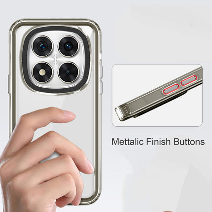 Mobizang Warrior Acrylic Clear Back Cover For Redmi Note 14 Pro (5G) | Slim Shockproof [Military Grade Protection] Hybrid Bumper Case (Grey Sides)