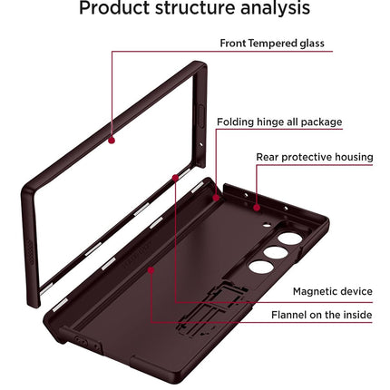 Mobizang Magnetic Hinge With Inbuilt Stand Case for Samsung Galaxy Z Fold 6 | Shockproof Stand Hybrid Bumper Back Cover (Wine Red)