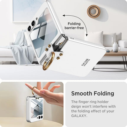 Mobizang Ultra Thin PC Ring Back Case for Samsung Galaxy Flip6 / Z Flip 6 | Shockproof Slim Hard Protective Cover (Silver)