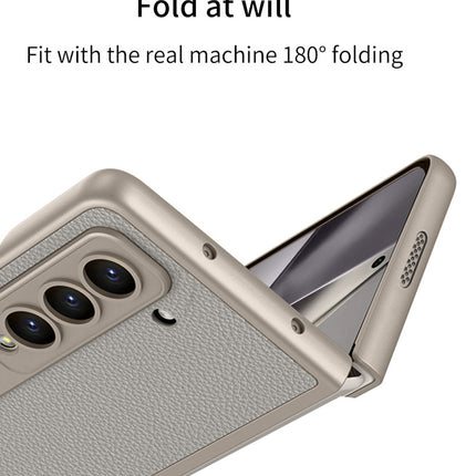 Mobizang Leather Case for Samsung Galaxy Z Fold 6 | Inbuilt Stand Hybrid Back Cover (Titanium)