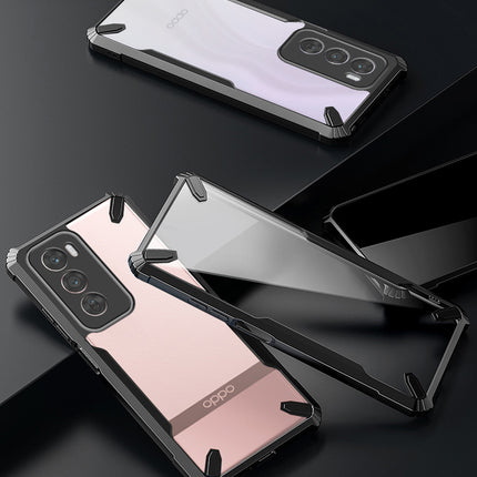 Mobizang Bull Clear Back Cover for Oppo Reno 12 (5G) | [Military Grade Protection] Shock Proof Slim Hybrid Bumper Case (Black)