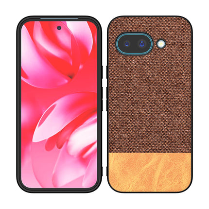 Mobizang Soft Fabric & Leather Hybrid Protective Back Cover for Google Pixel 9A | Shockproof Slim Hard Anti Slip Back Case (Brown)