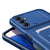 Kapa Bisen Back Cover for Samsung Galaxy A55 (5G) | Inbuilt Camera Slider Ring Stand and Card Pocket Shockproof Slim Bumper Back Case (Blue)