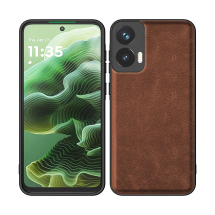 Mobizang Tux Leather Back Cover for Moto G35 | Slim Shockproof Camera Protection Bumper Case (Brown)