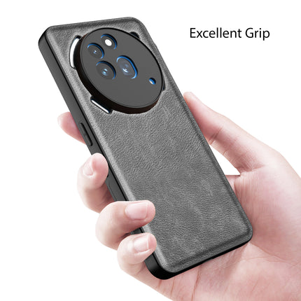 Mobizang Tux Leather Back Cover for Nothing Phone 3A Pro | Slim Shockproof Camera Protection Bumper Case (Grey)