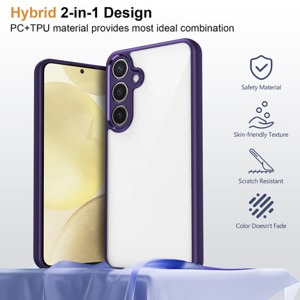 Mobizang Hawkeye Clear Back Cover for Samsung Galaxy S25 | Camera Lens Protector Shockproof Slim Clear Case Cover (Purple Sides)