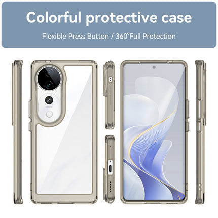 Mobizang Unicorn Acrylic Clear Back Cover For Vivo V40 / Vivo V40 Pro (5G) | Slim Shockproof [Military Grade Protection] Hybrid Bumper Case (Grey Sides)