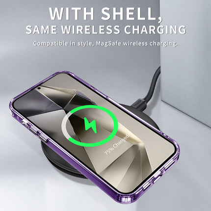 Mobizang Warrior Acrylic Clear Back Cover For Samsung Galaxy S25 Ultra | Slim Shockproof [Military Grade Protection] Hybrid Bumper Case (Purple Sides)