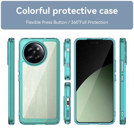 Mobizang Unicorn Acrylic Clear Back Cover For Xiaomi 14 Civi | Slim Shockproof [Military Grade Protection] Hybrid Bumper Case (Blue Sides)