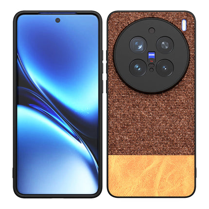 Mobizang Soft Fabric & Leather Hybrid Protective Back Cover for Vivo X200 Pro (5G) | Shockproof Slim Hard Anti Slip Back Case (Brown)