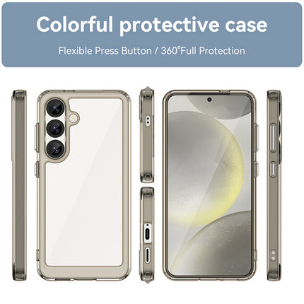 Mobizang Unicorn Acrylic Clear Back Cover For Samsung Galaxy S25 | Slim Shockproof [Military Grade Protection] Hybrid Bumper Case (Grey Sides)