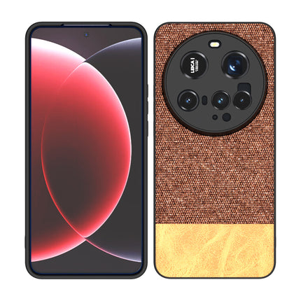 Mobizang Soft Fabric & Leather Hybrid Protective Back Cover for Xiaomi 15 Ultra | Shockproof Slim Hard Anti Slip Back Case (Brown)