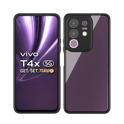 Mobizang Hawkeye Clear Back Cover for Vivo T4X 5G | Camera Lens Protector Shockproof Slim Clear Case Cover (Black Sides)