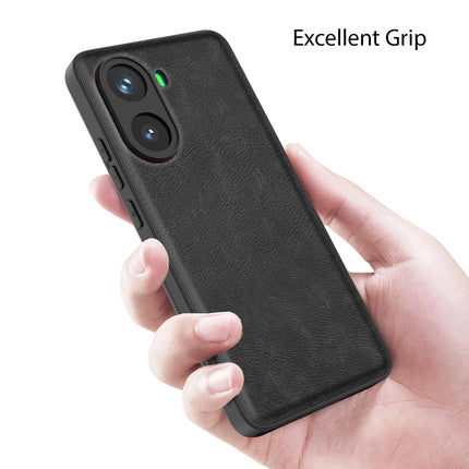 Mobizang Tux Leather Back Cover for Poco X7 Pro 5G | Slim Shockproof Camera Protection Bumper Case (Black)