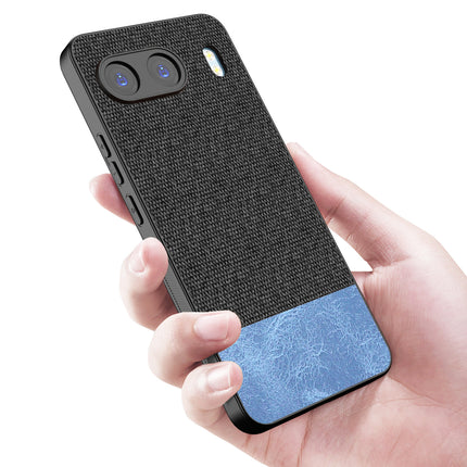 Mobizang Soft Fabric & Leather Hybrid Protective Back Cover for OnePlus Nord 4 | Shockproof Slim Hard Anti Slip Back Case (Black,Blue)