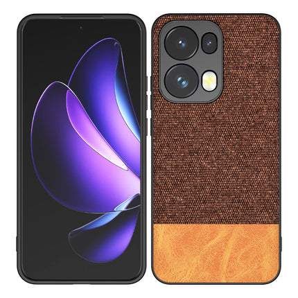 Mobizang Soft Fabric & Leather Hybrid Protective Back Cover for Oppo Reno 13 Pro | Shockproof Slim Hard Anti Slip Back Case (Brown)