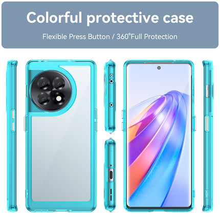 Mobizang Unicorn Acrylic Clear Back Cover For OnePlus 11R | Slim Shockproof [Military Grade Protection] Hybrid Bumper Case (Blue Sides)