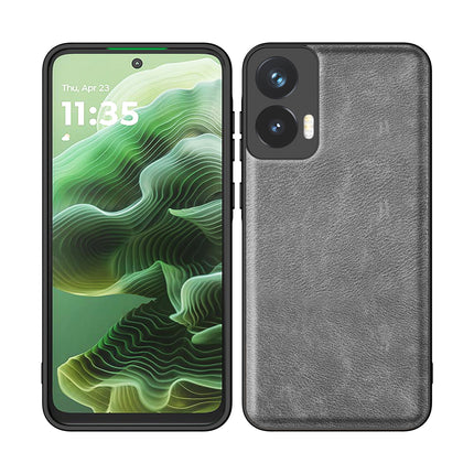 Mobizang Tux Leather Back Cover for Moto G35 | Slim Shockproof Camera Protection Bumper Case (Grey)