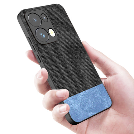 Mobizang Soft Fabric & Leather Hybrid Protective Back Cover for Oppo Reno 13 Pro | Shockproof Slim Hard Anti Slip Back Case (Black,Blue)